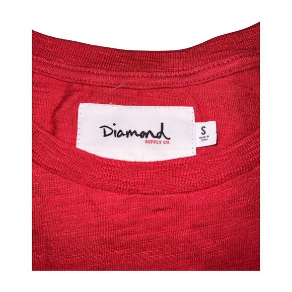 Diamond Supply Co “Diamond Life” Red And White Scallop Short Sleeve Shirt Size S - Picture 3 of 3